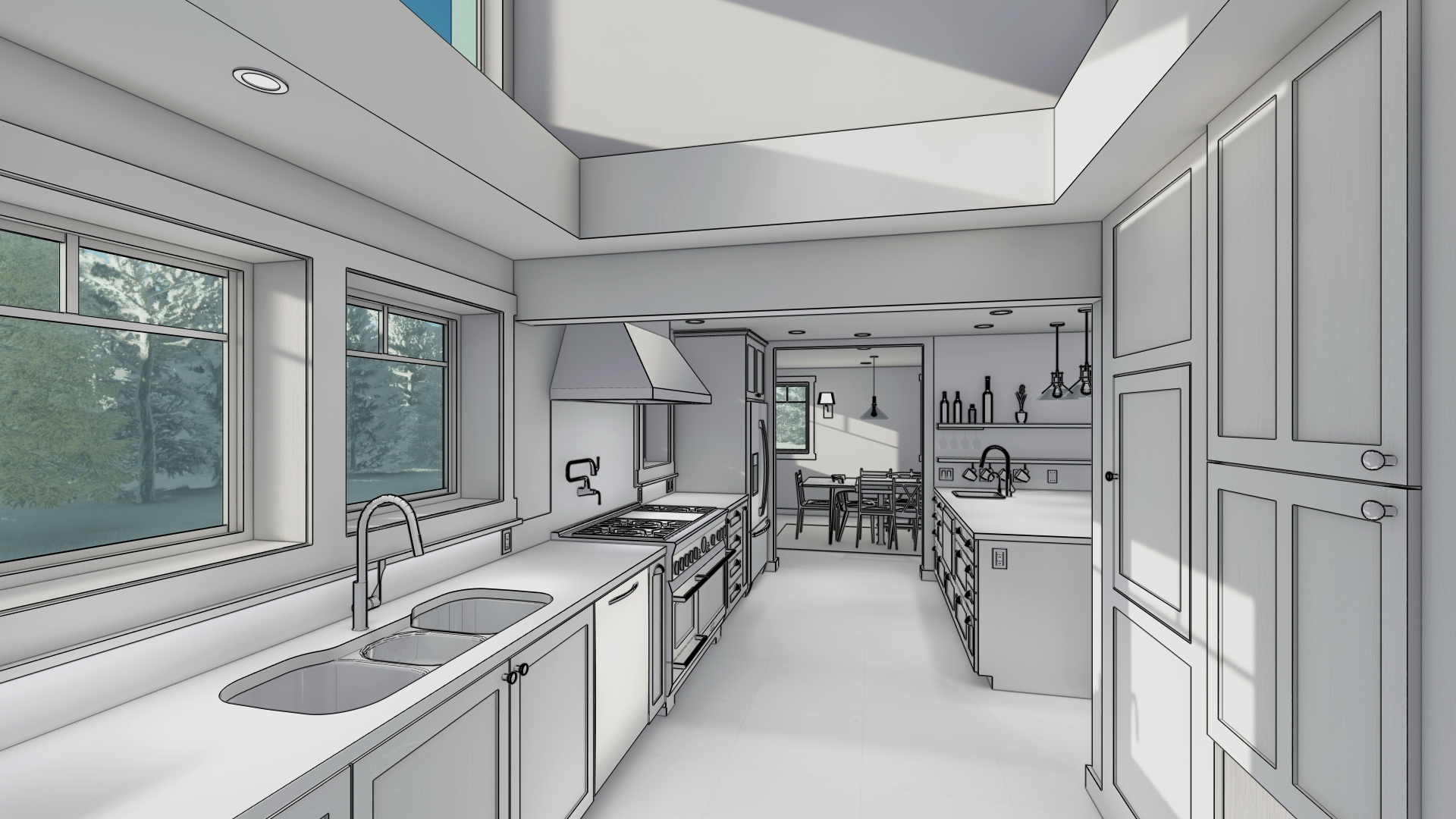 Kitchen Renovation Drawing by Park Meadows, Park City, Utah by Tarsier 3D Studio